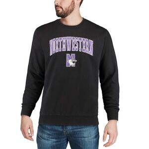 Men's Colosseum Black Northwestern Wildcats Arch & Logo Crew Neck Sweatshirt L